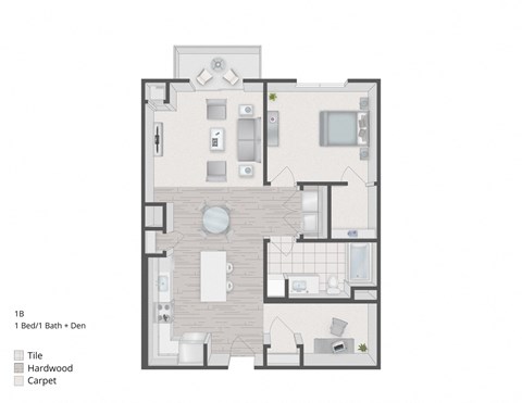 One Bedroom One Bathroom With Den Floor Plan